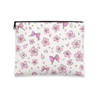 Trousse de maquillage en forme de fleur de cerisier, pochette de voyage pour femme, petite pochette de voyage portable à fermeture éclair, choix parfait pour Pâques ou festival de printemps, pêche