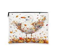 Trousse de maquillage en forme de mouette d'automne, amusante en forme de feuille d'érable pour femmes, cadeaux pour filles, petite toile portable amusante avec fermeture éclair, 17,8 x 22,9 cm