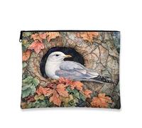 Trousse de maquillage en forme de mouette d'automne avec trou d'arbre d'automne pour femmes et filles, petite trousse de toilette portable en toile avec fermeture éclair, 17,8 x 22,9 cm