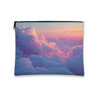 Trousse de maquillage en forme de nuage, petite pochette de voyage portable en toile avec fermeture éclair, cadeau pour voyage ou usage quotidien, parfaite pour le printemps et l'été, pêche, 18,8 x