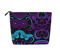 Trousse de maquillage en forme de papillon sur une belle fleur de chanvre de grande capacité, étui portable à fermeture éclair résistant à l'eau
