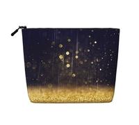 Trousse de maquillage en forme d'étoile scintillante dorée de grande capacité, faux chanvre, étui portable à fermeture éclair, pochette de toilette résistante à l'eau