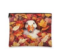 Trousse de maquillage en forme d'oie d'automne amusante pour femmes, filles, animaux de compagnie, petite toile à fermeture éclair, 17,8 x 22,9 cm
