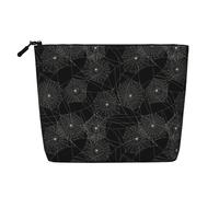 Trousse de Maquillage en Imitation Chanvre Motif Toile d'araignée, idéale pour Les Voyages et Les Soins de Toilette. Écologique et résistante, Elle est dotée d'une Fermeture éclair et Mesure 24 x 1