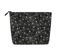 Trousse de Maquillage en Imitation Chanvre Motif Toile d'araignée, idéale pour Les Voyages et Les Soins de Toilette. Écologique et résistante, Elle est dotée d'une Fermeture éclair et Mesure 24 x 1