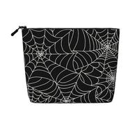 Trousse de Maquillage en Imitation Chanvre Motif Toile d'araignée, idéale pour Les Voyages et Les Soins de Toilette. Écologique et résistante, Elle est dotée d'une Fermeture éclair et Mesure 24 x 1