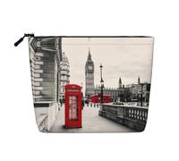 Trousse de maquillage en imitation lin imprimé Londres Street Rouge Grande capacité Organiseur de soins personnels Convient pour diverses occasions