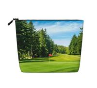 Trousse de maquillage en imitation lin imprimé sur pelouse de golf de grande capacité pour diverses occasions