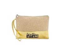Trousse de maquillage en jute dore avec motif bonne fete mamie