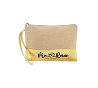 Trousse de maquillage Taperso en jute dore avec motif ma reine personnalisee Or