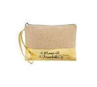 Trousse de maquillage en jute dore avec motif mamie formidable personnalisee