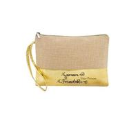 Trousse de maquillage en jute dore avec motif nounou formidable personnalisee