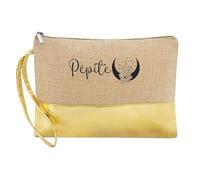 Trousse de Maquillage en Jute Dore avec Motif pepite Astro personnalisee