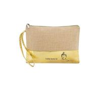 Trousse de maquillage Taperso en jute dore personnalisable motif bouddha Dore G