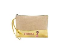Trousse de maquillage en jute dore personnalisable motif danseuse etoile