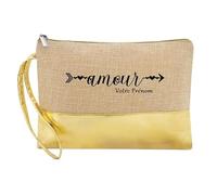 Trousse de Maquillage en Jute Dore Pochette Amour