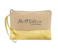 Trousse de Maquillage en Jute Dore Pochette ma Soeur Sister personnalisee