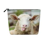 Trousse de maquillage en lin à une seule couche avec langue de mouton coquine et amusante - Sac de rangement pratique et tendance, Noir , Taille unique