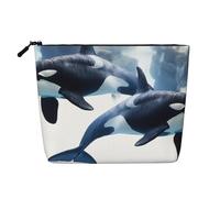 Trousse de maquillage en lin avec imprimé orque - Trousse de toilette personnalisée - Pour femme et maman, Noir , Taille unique, Trousse de maquillage