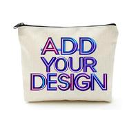 Trousse de maquillage en lin beige Your Image Here Cadeaux de remise de diplôme pour elle, beige, Taille unique