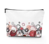 Trousse de maquillage en lin pour femme, plage tropicale et mer, pochette de maquillage pour sac à main, cadeau résistant à l'eau, bleu jaune, 17,8 x 22,9 cm, Noir Rouge_7, Taille unique, Trousse de