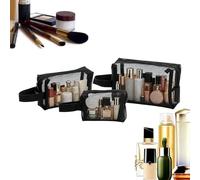 Trousse de Maquillage en Mesh avec Fermeture Éclair 3 Pièces Accessoires