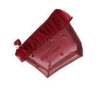 Trousse de maquillage en nylon pratique avec fermeture éclair - Motif cœur brodé, Petit modèle rouge., Beauté de masse