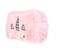 Trousse de Maquillage en Peluche Rose, Grosse Capacité, Motif Licorne | Rangement Compact pour Voyage et Maison, Style Dessin Animé Adorable, Facile à Glisser un Paquet