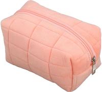 Trousse de maquillage en peluche, trousse de maquillage en peluche, trousse de maquillage rose en peluche, trousse de maquillage en peluche à carreaux, trousse de maquillage en peluche, trousse de voy
