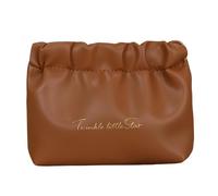 Trousse de maquillage en polyuréthane - Grande capacité - Avec ressort en métal plissé - Pour voyages et voyages d'affaires, mokka, S, Beauté de masse