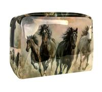 Trousse de maquillage en PVC avec fermeture éclair - Motif chevaux au galop - Pour femme, multicolore, 18.5x7.5x13cm/7.3x3x5.1in, Trousse de toilette