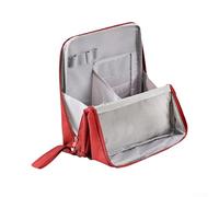 Trousse de maquillage en tissu Oxford, grande capacité, étanche, portable, avec fermeture éclair et poignée, organiseur de maquillage essentiel de voyage, Voir image, Rouge