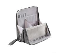 Trousse de maquillage en tissu Oxford, grande capacité, étanche, portable, avec fermeture éclair et poignée, organiseur de maquillage essentiel de voyage, Voir image, Gris