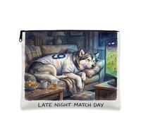 Trousse de maquillage en toile avec fermeture éclair pour animaux de compagnie - Motif Soccer Malamutes de l'Alaska - 17,8 x 22,9 cm