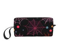 Trousse de maquillage en toile d'araignée galaxie résistante à l'eau pour femmes et hommes, pochette de rangement pour produits cosmétiques d'Halloween avec fermeture éclair, petit sac à outils