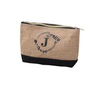 Trousse de maquillage en toile de jute Trousse de maquillage Pochette Portefeuille Toile Impression initiale Femme Trousse de maquillage Sac à clés Téléphone portable Pochette Gzb817, e, 19.5X5X14.5cm