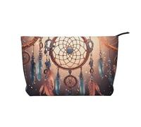 Trousse de maquillage en velours côtelé amérindien, attrape-rêves, sac de voyage, grande pochette ouverte, noir, taille unique, Noir, One Size