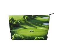 Trousse de maquillage en velours côtelé avec citations inspirantes imprimées pour femmes et filles, organiseur de voyage spacieux pour maquillage, articles de toilette et essentiels, Terrain de golf