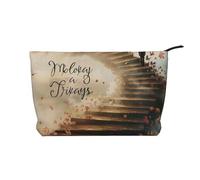 Trousse de maquillage en velours côtelé avec citations inspirantes imprimées pour voyage et usage quotidien, pochette élégante pour femme, Noir , Taille unique, Trousse de maquillage