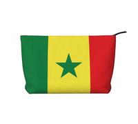 Trousse de maquillage en velours côtelé avec fermeture éclair - Drapeau du Sénégal - Trousse de maquillage pour voyage, articles de toilette et utilisation quotidienne