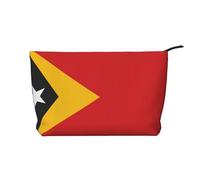 Trousse de maquillage en velours côtelé avec fermeture éclair Motif drapeau du Timor-Leste 22 x 7 x 17 cm Pour voyage, camping, vacances, fitness, Noir , Taille unique