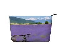 Trousse de maquillage en velours côtelé avec fermeture éclair pour femme, petite trousse de maquillage pour sac à main, trousse de maquillage portable, sac cadeau pour femmes et filles, Lavande Field