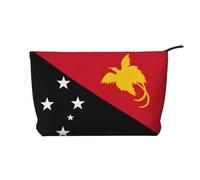 Trousse de maquillage en velours côtelé avec fermeture éclair pour voyage, camping et utilisation quotidienne Motif drapeau de la Papouasie-Nouvelle-Guinée