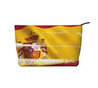 Trousse de maquillage en velours côtelé avec fermeture éclair pour voyage, camping et utilisation quotidienne Motif drapeau de l'Espagne