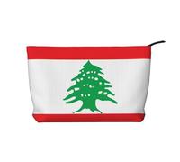 Trousse de maquillage en velours côtelé avec fermeture éclair pour voyage, camping et utilisation quotidienne Motif drapeau du Liban