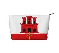 Trousse de maquillage en velours côtelé avec fermeture éclair pour voyage, camping et utilisation quotidienne Motif drapeau de Gibraltar