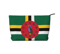 Trousse de maquillage en velours côtelé avec fermeture éclair pour voyage, camping et utilisation quotidienne Motif drapeau du Commonwealth de Dominique