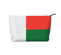 Trousse de maquillage en velours côtelé avec fermeture éclair pour voyage, camping et utilisation quotidienne Motif drapeau de Madagascar