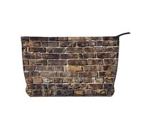 Trousse de maquillage en velours côtelé avec impression de mur de brique industrielle, petite pochette de toilette, trousse de maquillage de voyage multifonctionnelle pour femme