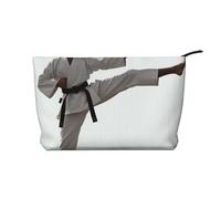 Trousse de maquillage en velours côtelé avec imprimé de nombreux chiens pour femmes et filles, organiseur de voyage spacieux pour maquillage, articles de toilette et essentiels, Karaté., Taille unique